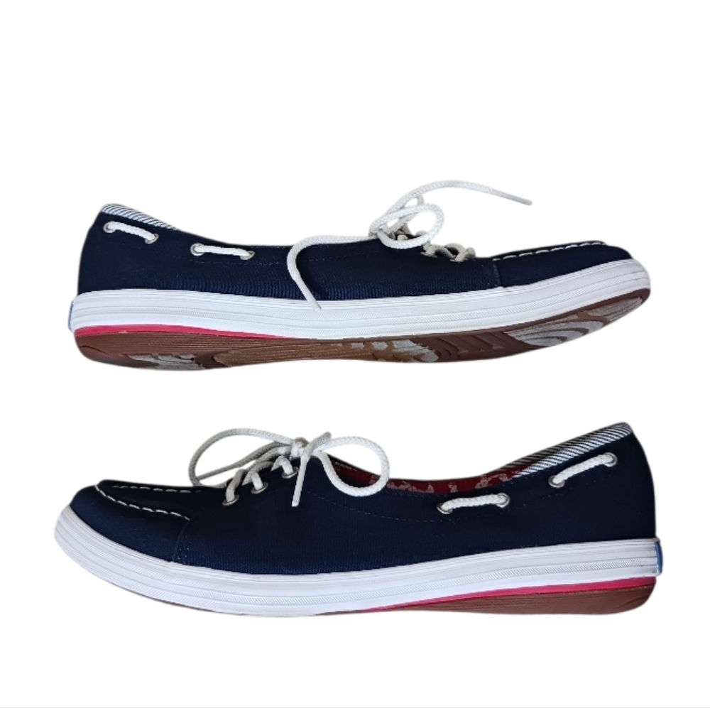 Keds Lace Up Canvas Boat Shoes Nautical - Picture 4 of 11